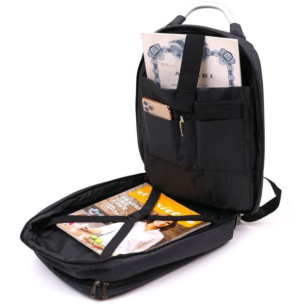 Solid men's textile backpack Vintage 20490 Black 20490 фото