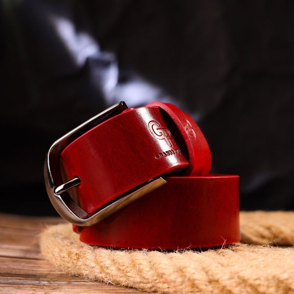 Women's bright genuine leather belt Grande Pelle 21457 Red 21457 фото