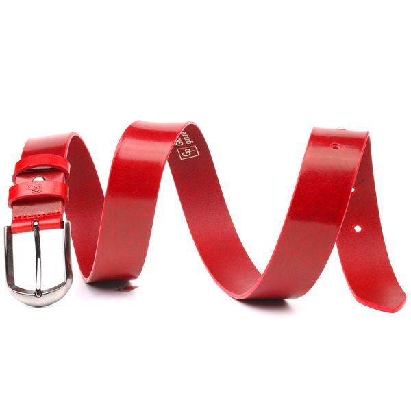 Women's bright genuine leather belt Grande Pelle 21457 Red 21457 фото