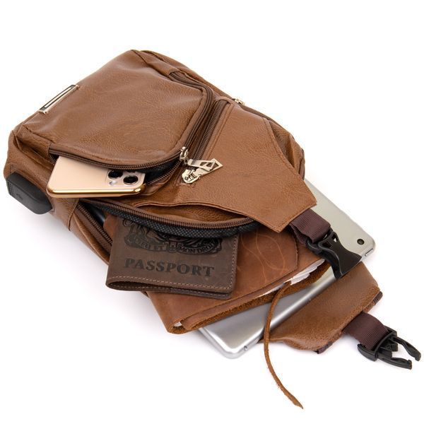 Cross body bag with emblem made of leatherette Vintage 20570 Red 20570 фото