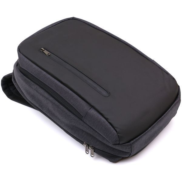 Solid men's textile backpack Vintage 20490 Black 20490 фото