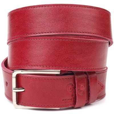 Original bright genuine leather belt Grande Pelle 21458 Burgundy 21458 фото