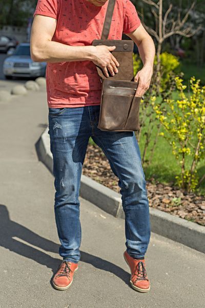Vintage leather bag SHVIGEL 00998 Brown 20360 фото