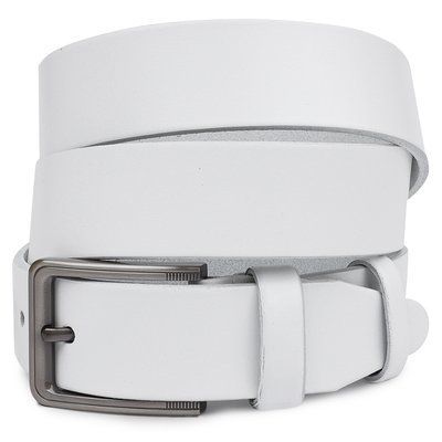 Smooth stylish men's belt Vintage 20718 White 20718 фото