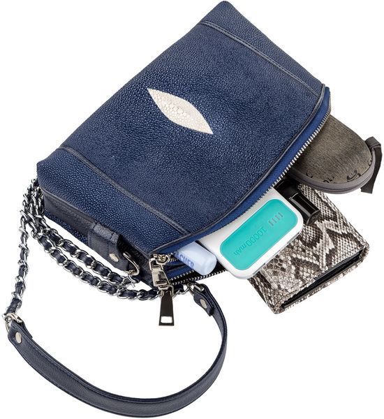 Women's bag STINGRAY LEATHER 18218 made of genuine stingray leather Blue 18218 фото