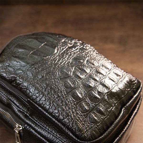 Shoulder bag with reptile skin embossing Vintage 20506 Black 20506 фото