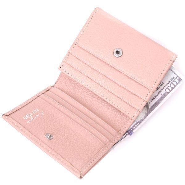 Compact women's leather wallet with coin holder KARYA 21375 Powder 21375 фото