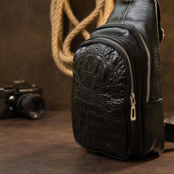 Shoulder bag with reptile skin embossing Vintage 20506 Black 20506 фото