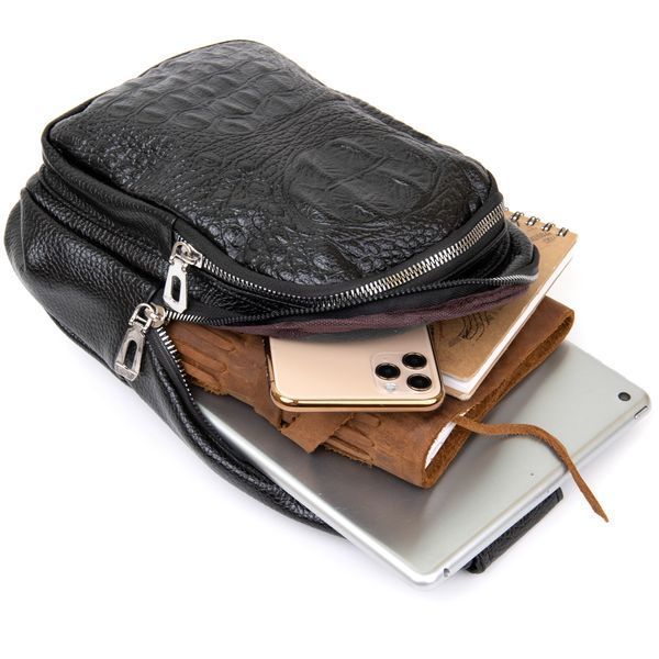 Shoulder bag with reptile skin embossing Vintage 20506 Black 20506 фото