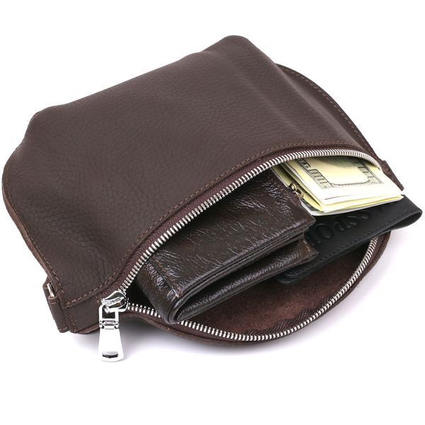 Matte leather banana boat Shvigel 16381 Brown 16381 фото