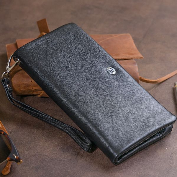 Кошелек-клатч из кожи с карманом для мобильного ST Leather 19310 Черный 19310 фото