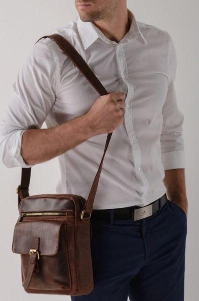 Men's bag Vintage 14638 made of vintage leather Red 14638 фото