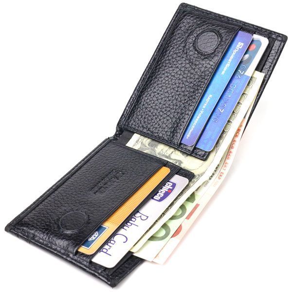 Practical clip made of genuine full-grain leather CANPELLINI 21518 Black 21518 фото
