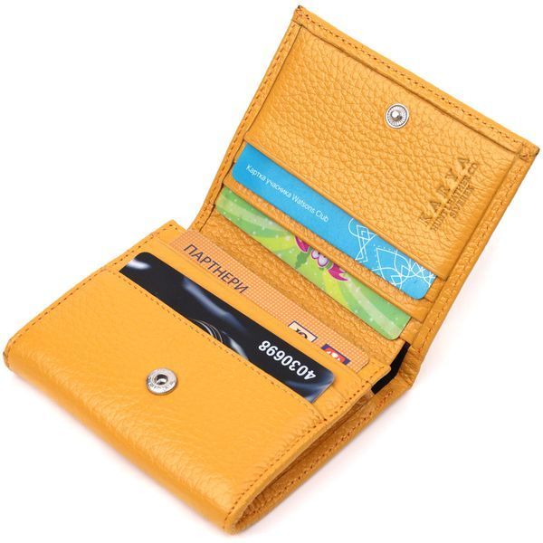 Bright women's leather wallet with coin holder KARYA 21376 Yellow 21376 фото