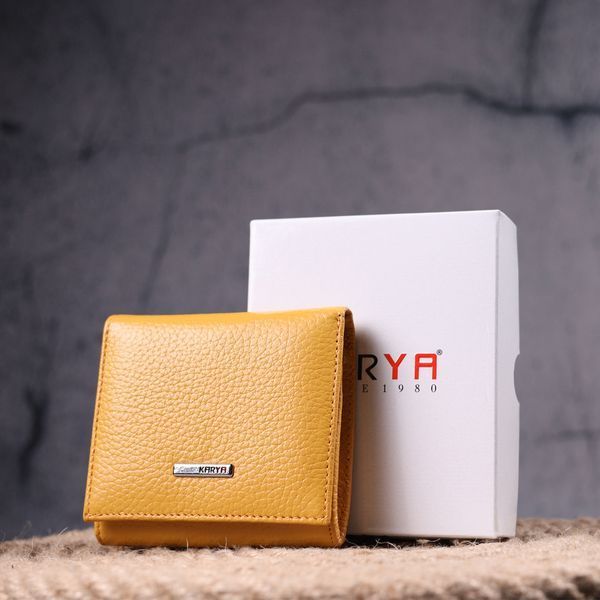 Bright women's leather wallet with coin holder KARYA 21376 Yellow 21376 фото