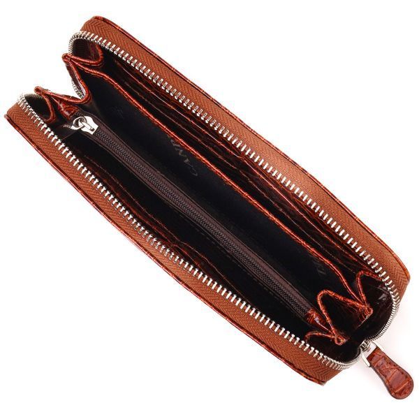 Beautiful wallet for women made of genuine textured crocodile leather CANPELLINI 21620 Cognac 21620 фото