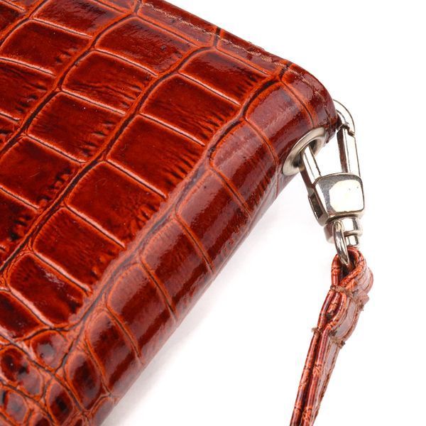 Beautiful wallet for women made of genuine textured crocodile leather CANPELLINI 21620 Cognac 21620 фото