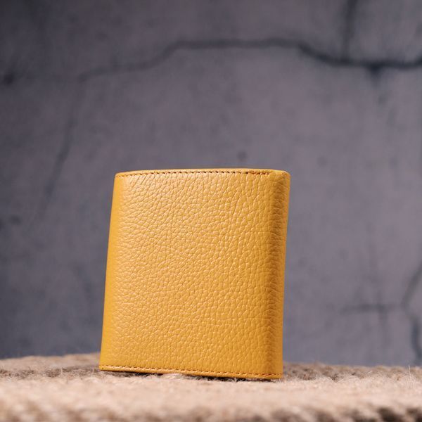Bright women's leather wallet with coin holder KARYA 21376 Yellow 21376 фото