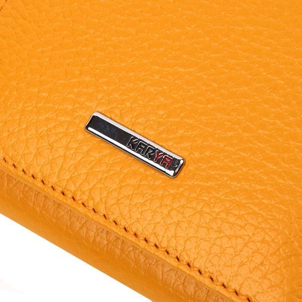 Bright women's leather wallet with coin holder KARYA 21376 Yellow 21376 фото