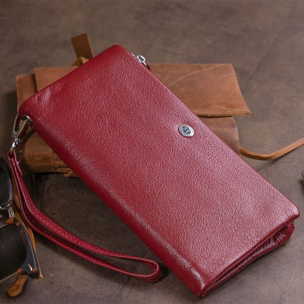 Кошелек-клатч из кожи с карманом для мобильного ST Leather 19311 Бордовый 19311 фото