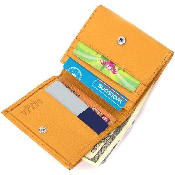 Bright women's leather wallet with coin holder KARYA 21376 Yellow 21376 фото