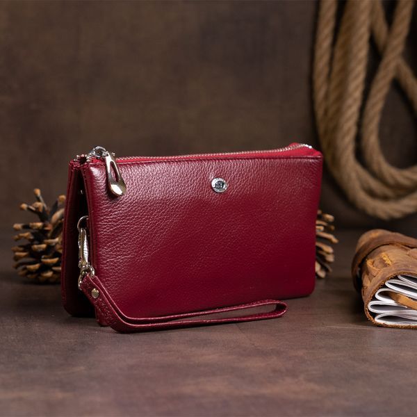 Вместительный клатч на два отделения женский ST Leather 19249 Бордовый 19249 фото