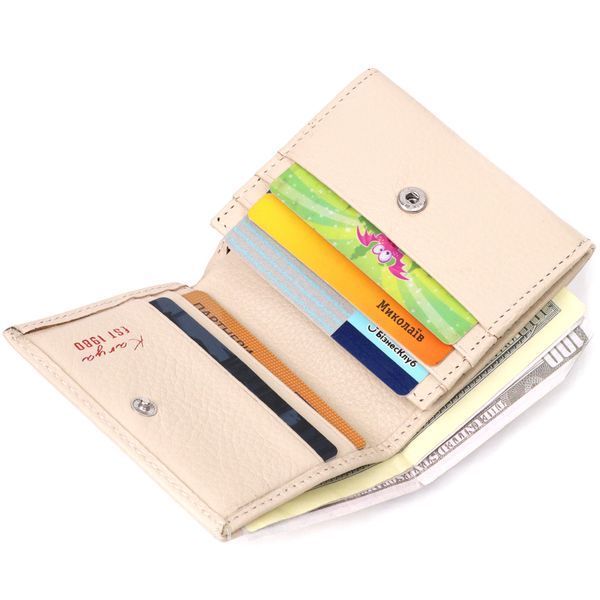 Small women's wallet with coin holder made of genuine leather KARYA 21377 Milk 21377 фото