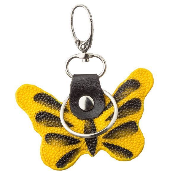 Keychain souvenir butterfly STINGRAY LEATHER 18538 made of genuine stingray leather Yellow 18538 фото