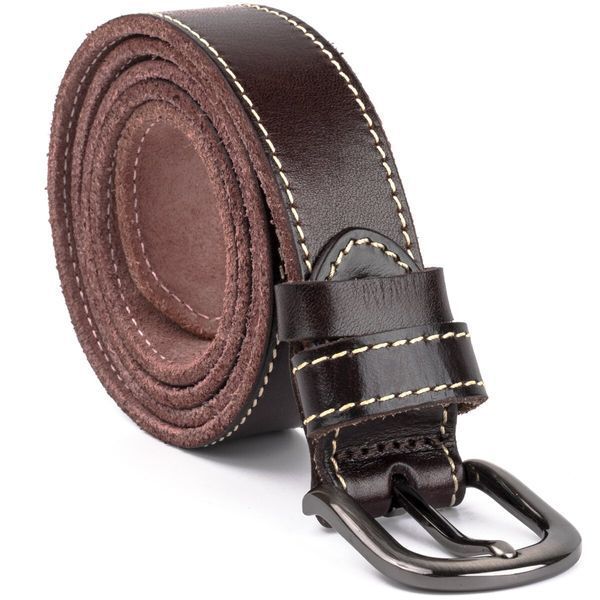 Unisex belt with edge stitching Vintage 20125 Dark brown 20125 фото