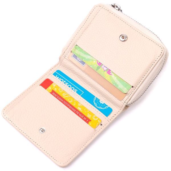 Compact women's wallet with coin holder with zipper made of genuine leather KARYA 21409 Milk 21409 фото