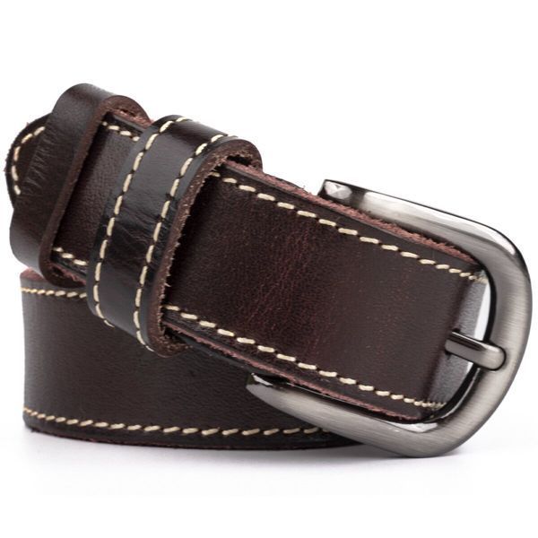 Unisex belt with edge stitching Vintage 20125 Dark brown 20125 фото