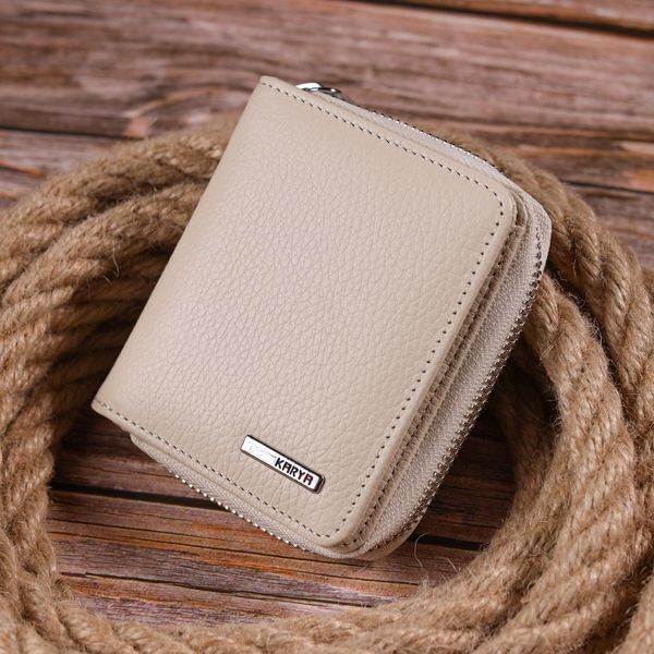 Compact women's wallet with coin holder with zipper made of genuine leather KARYA 21409 Milk 21409 фото
