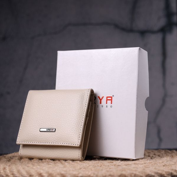Small women's wallet with coin holder made of genuine leather KARYA 21377 Milk 21377 фото
