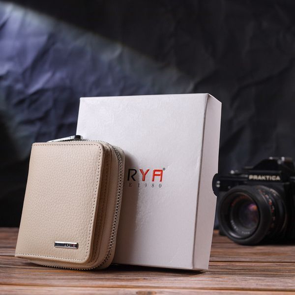 Compact women's wallet with coin holder with zipper made of genuine leather KARYA 21409 Milk 21409 фото