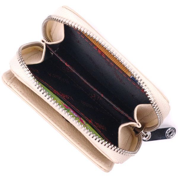 Compact women's wallet with coin holder with zipper made of genuine leather KARYA 21409 Milk 21409 фото