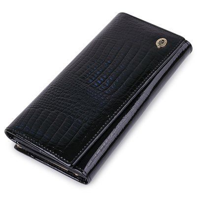 Шкіряний жіночий лакований гаманець ST Leather Чорний 18299 18299 фото