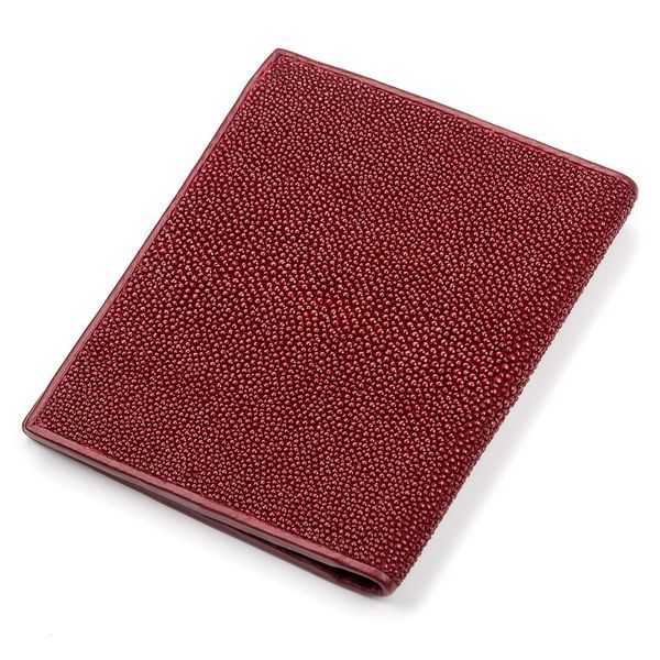 Вертикальное портмоне STINGRAY LEATHER 18069 из натуральной кожи морского ската Бордовое 18069 фото