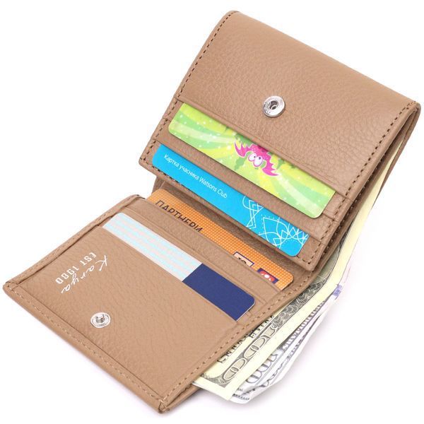Stylish women's wallet with coin holder made of genuine leather KARYA 21378 Beige 21378 фото