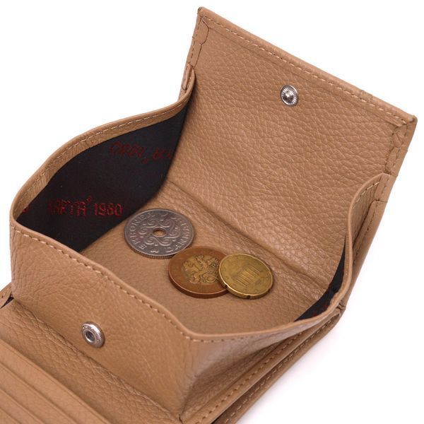 Stylish women's wallet with coin holder made of genuine leather KARYA 21378 Beige 21378 фото