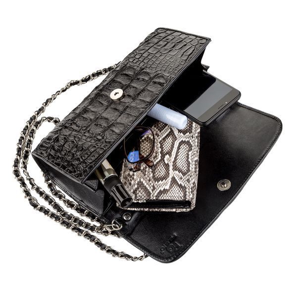 Clutch bag CROCODILE LEATHER 18242 made of genuine crocodile leather Black 18242 фото