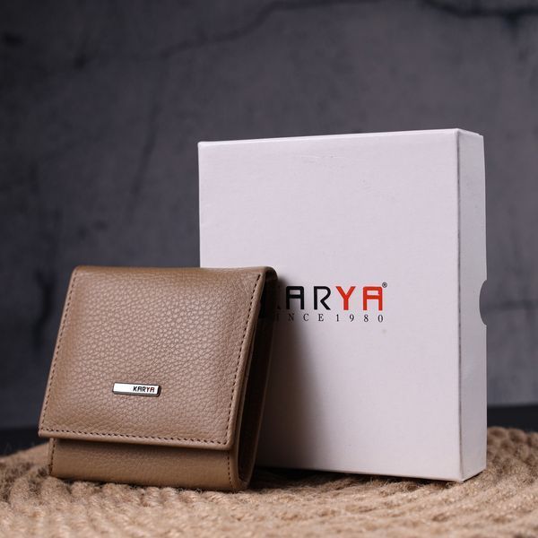 Stylish women's wallet with coin holder made of genuine leather KARYA 21378 Beige 21378 фото