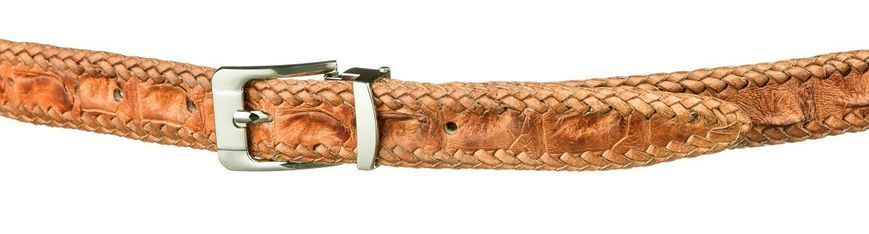 Ремінь тонкий CROCODILE LEATHER 18596 з натуральної шкіри крокодила Коричневий 18596 фото