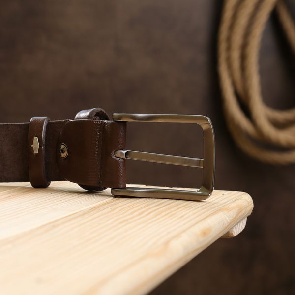 Practical men's leather belt Vintage 20722 Brown 20722 фото