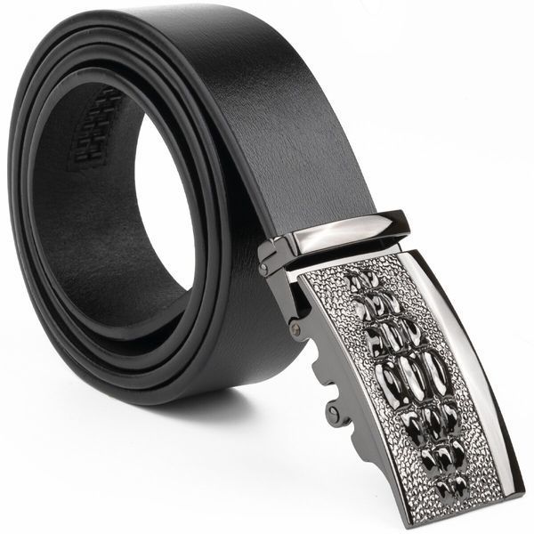 Men's belt with automatic buckle and exotic silhouette Vintage 20300 Black 20300 фото