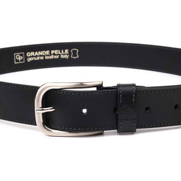 High-quality belt for men made of genuine leather Grande Pelle 21463 Black 21463 фото