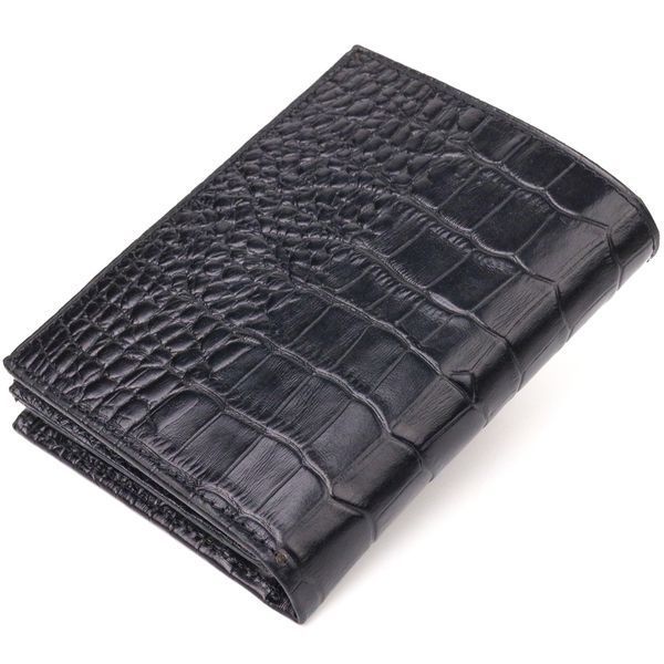 Vertical wallet made of genuine leather with crocodile embossing CANPELLINI 21673 Black 21673 фото
