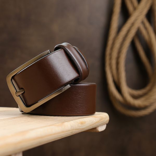 Practical men's leather belt Vintage 20722 Brown 20722 фото