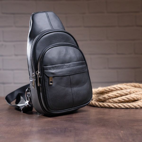 Men's leather shoulder bag Vintage 14840 Black 14840 фото