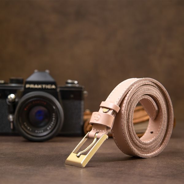 Thin women's leather belt GRANDE PELLE 11448 Pink 11448 фото
