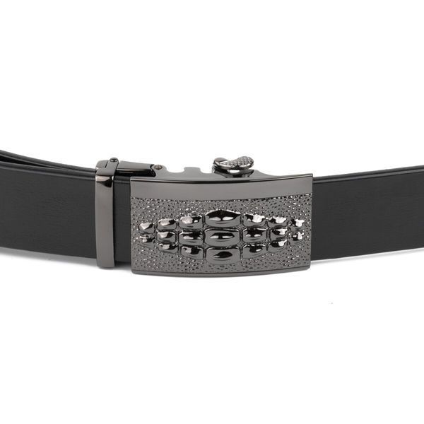 Men's belt with automatic buckle and exotic silhouette Vintage 20300 Black 20300 фото